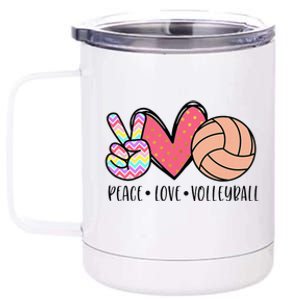 Peace Love Volleyball Cute Design 12 oz Stainless Steel Tumbler Cup