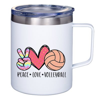Peace Love Volleyball Cute Design 12oz Stainless Steel Coffee Mug