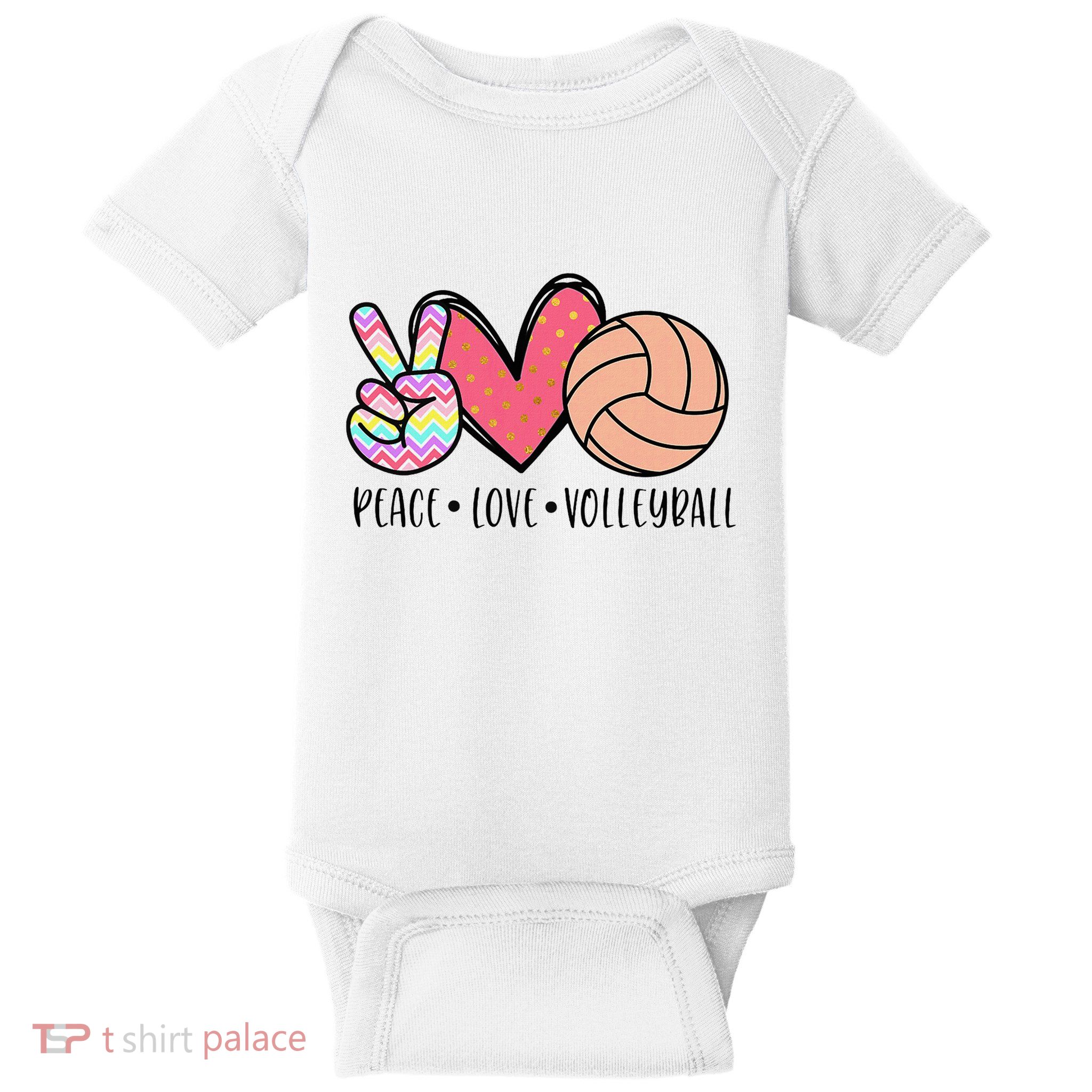 Peace Love Volleyball Cute Design Baby Bodysuit