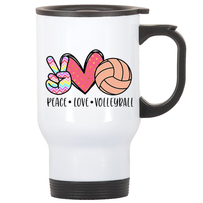 Peace Love Volleyball Cute Design Stainless Steel Travel Mug