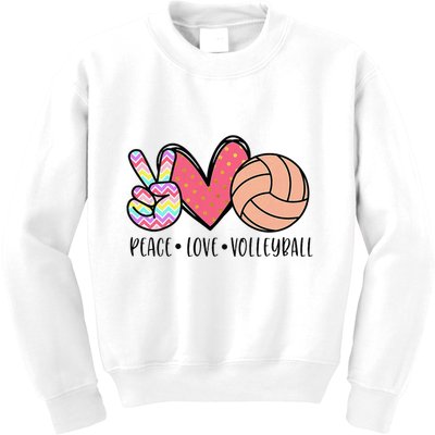 Peace Love Volleyball Cute Design Kids Sweatshirt