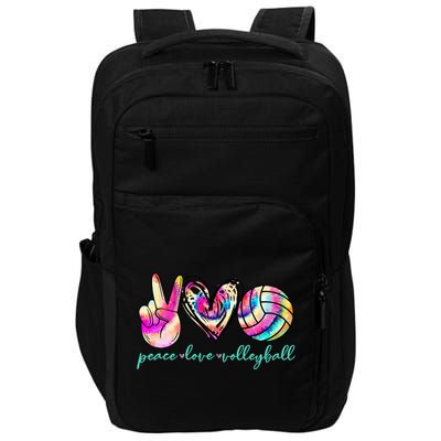 Peace Love Volleyball Player Tie Dye Style Women Teen Impact Tech Backpack