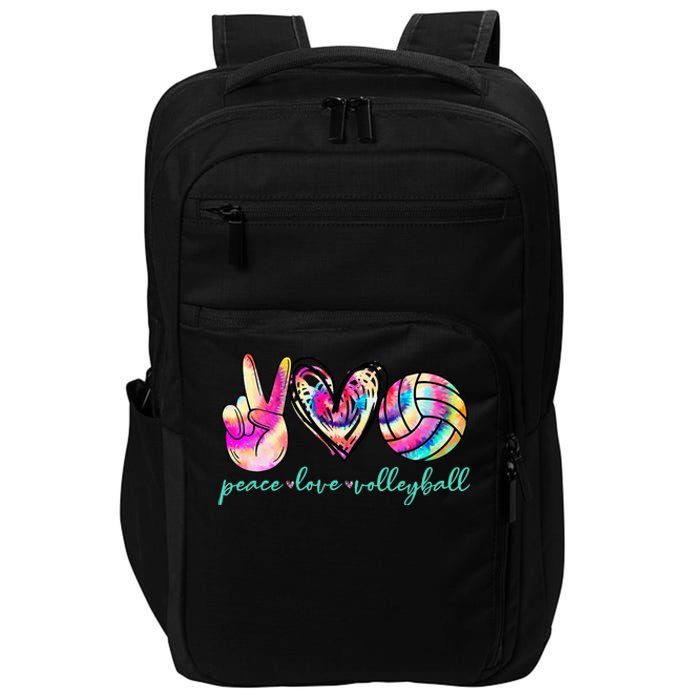 Peace Love Volleyball Player Tie Dye Style Women Teen Impact Tech Backpack