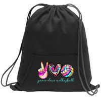 Peace Love Volleyball Player Tie Dye Style Women Teen Sweatshirt Cinch Pack Bag