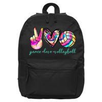 Peace Love Volleyball Player Tie Dye Style Women Teen 16 in Basic Backpack