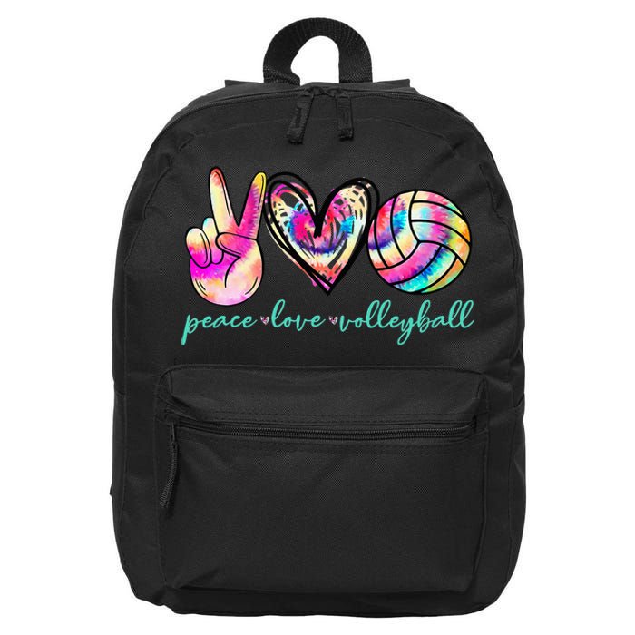 Peace Love Volleyball Player Tie Dye Style Women Teen 16 in Basic Backpack