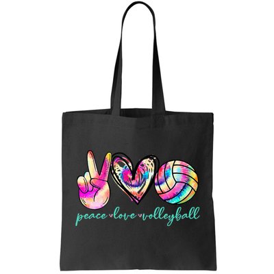 Peace Love Volleyball Player Tie Dye Style Women Teen Tote Bag