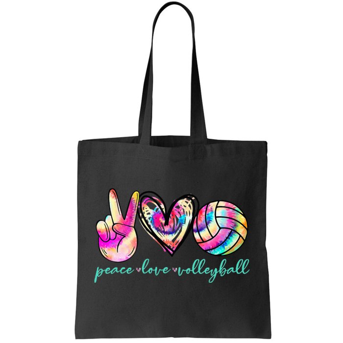 Peace Love Volleyball Player Tie Dye Style Women Teen Tote Bag