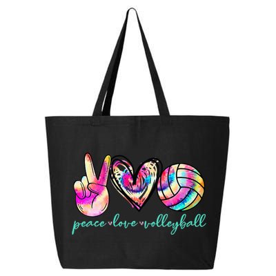 Peace Love Volleyball Player Tie Dye Style Women Teen 25L Jumbo Tote