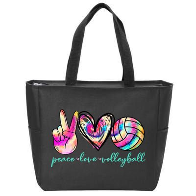 Peace Love Volleyball Player Tie Dye Style Women Teen Zip Tote Bag