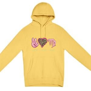 Peace Love Virgo Zodiac Sign Horoscope Gift Premium Pullover Hoodie