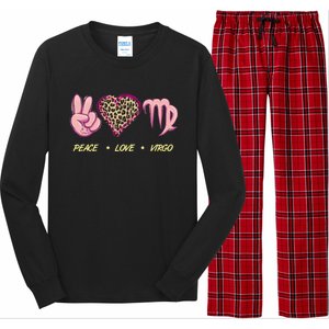 Peace Love Virgo Zodiac Sign Horoscope Gift Long Sleeve Pajama Set