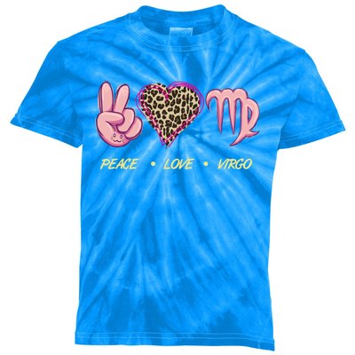 Peace Love Virgo Zodiac Sign Horoscope Gift Kids Tie-Dye T-Shirt