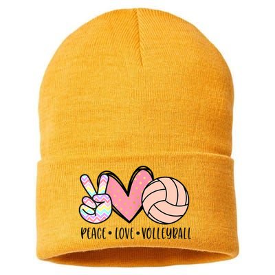 Peace Love Volleyball Cute Design For Women Teen Girls TShirt Sustainable Knit Beanie