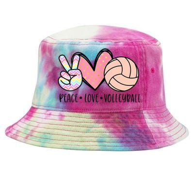 Peace Love Volleyball Cute Design For Women Teen Girls TShirt Tie-Dyed Bucket Hat