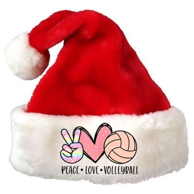 Peace Love Volleyball Cute Design For Women Teen Girls TShirt Premium Christmas Santa Hat