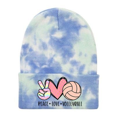 Peace Love Volleyball Cute Design For Women Teen Girls TShirt Tie Dye 12in Knit Beanie