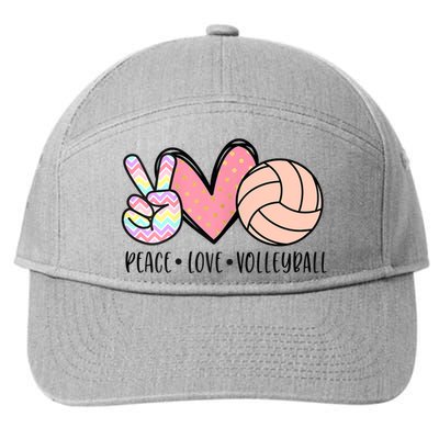 Peace Love Volleyball Cute Design For Women Teen Girls TShirt 7-Panel Snapback Hat