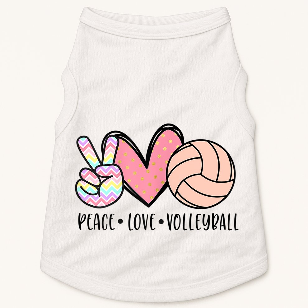 Peace Love Volleyball Cute Design For Women Teen Girls TShirt Doggie Tank