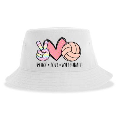 Peace Love Volleyball Cute Design For Women Teen Girls TShirt Sustainable Bucket Hat