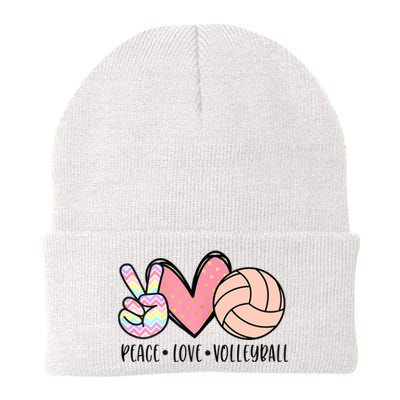 Peace Love Volleyball Cute Design For Women Teen Girls TShirt Knit Cap Winter Beanie