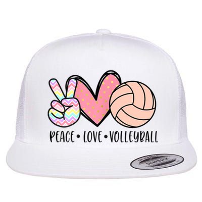 Peace Love Volleyball Cute Design For Women Teen Girls TShirt Flat Bill Trucker Hat