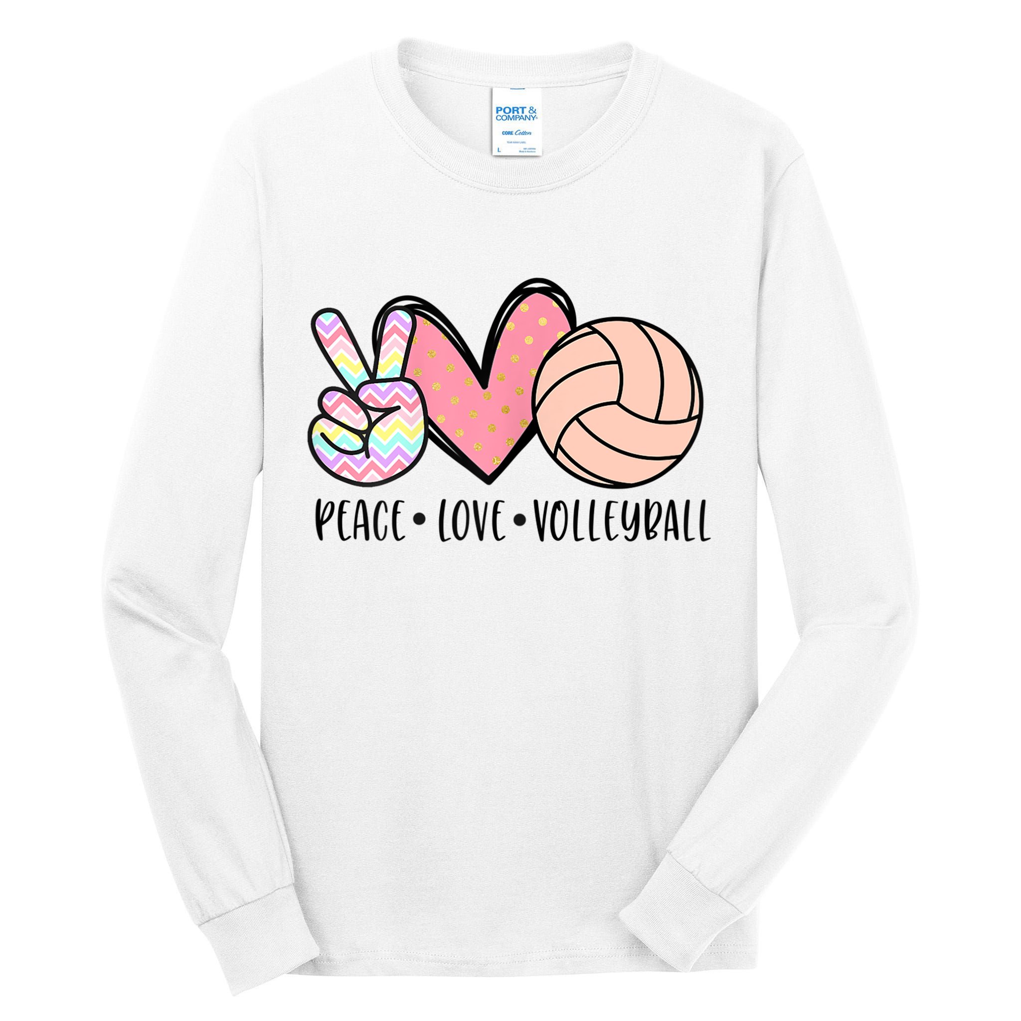 Peace Love Volleyball Cute Design For Women Teen Girls TShirt Tall Long Sleeve T-Shirt