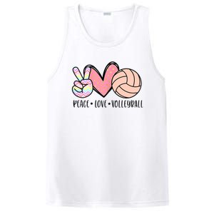 Peace Love Volleyball Cute Design For Women Teen Girls TShirt PosiCharge Competitor Tank