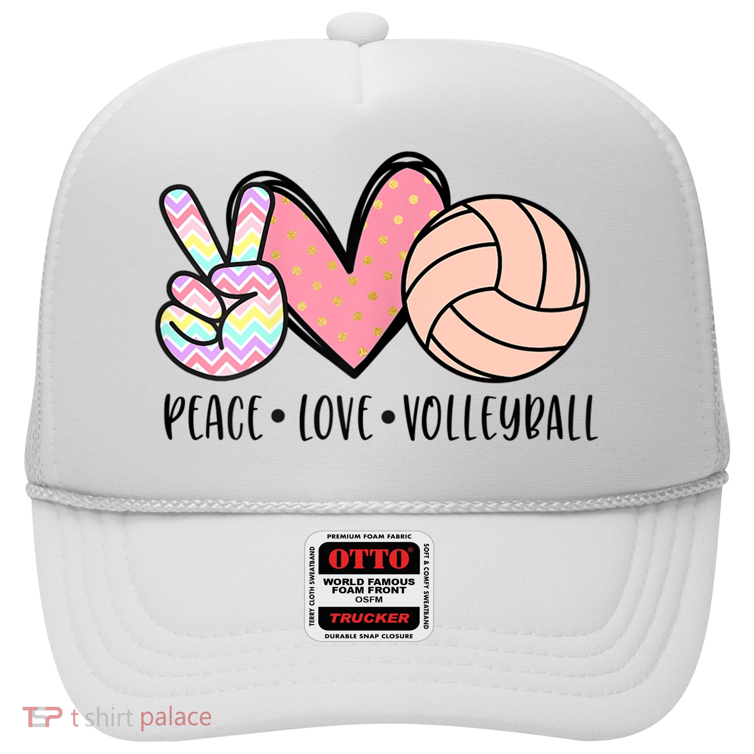 Peace Love Volleyball Cute Design For Women Teen Girls TShirt Trucker Hat