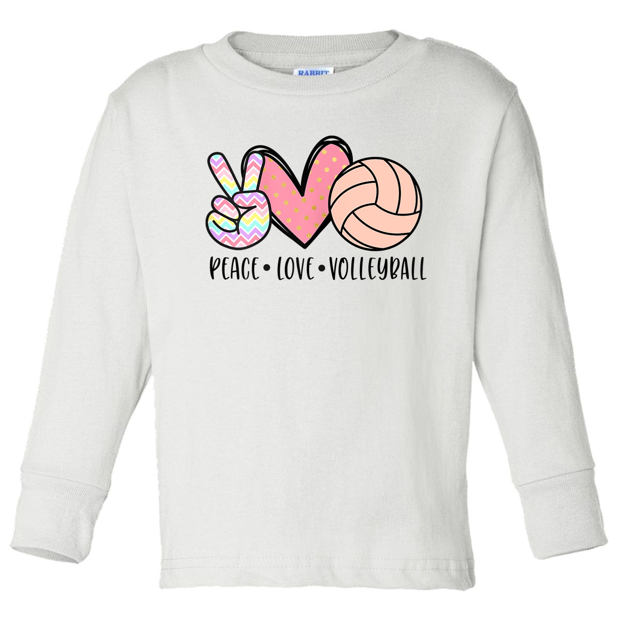 Peace Love Volleyball Cute Design For Women Teen Girls TShirt Toddler Long Sleeve Shirt