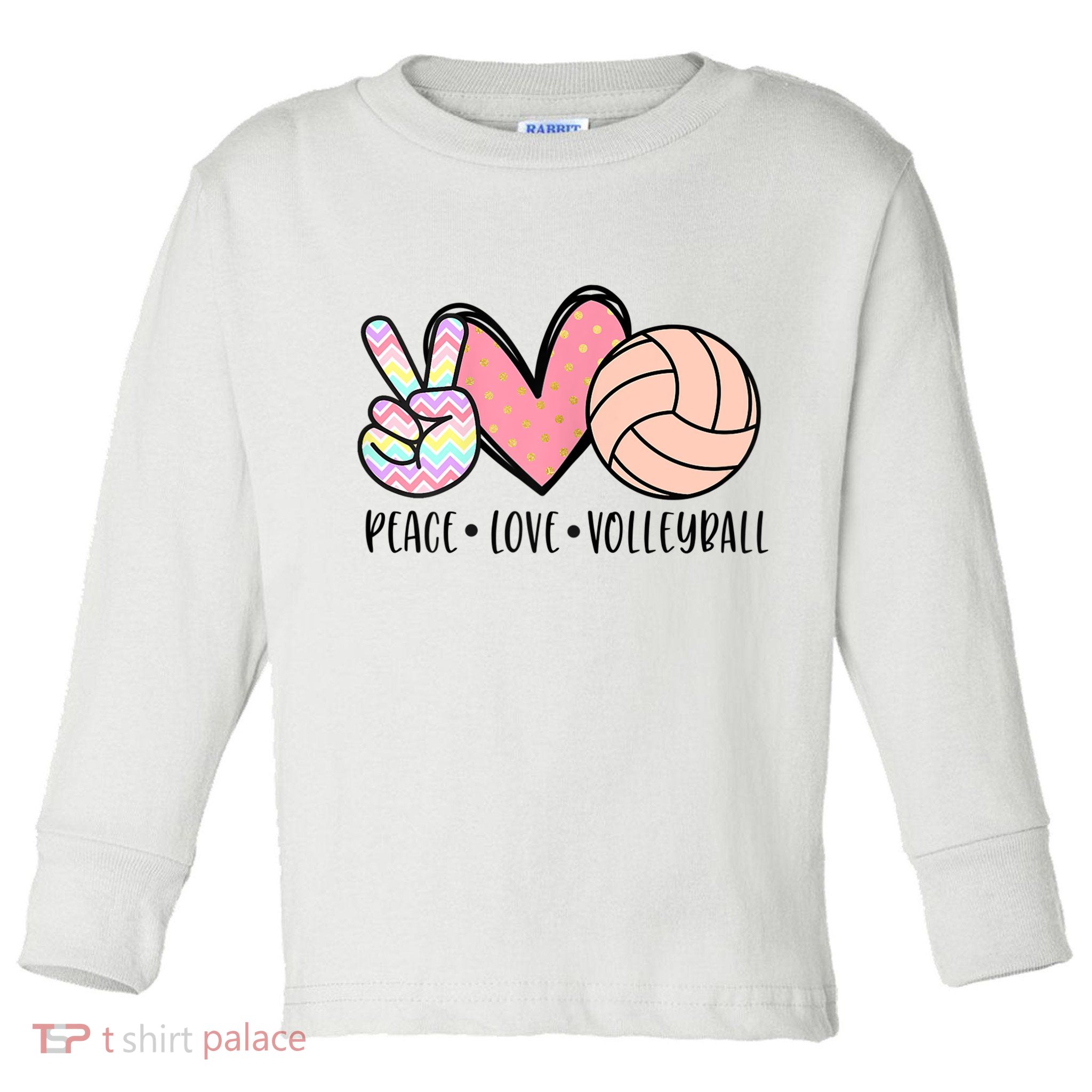 Peace Love Volleyball Cute Design For Women Teen Girls TShirt Toddler Long Sleeve Shirt