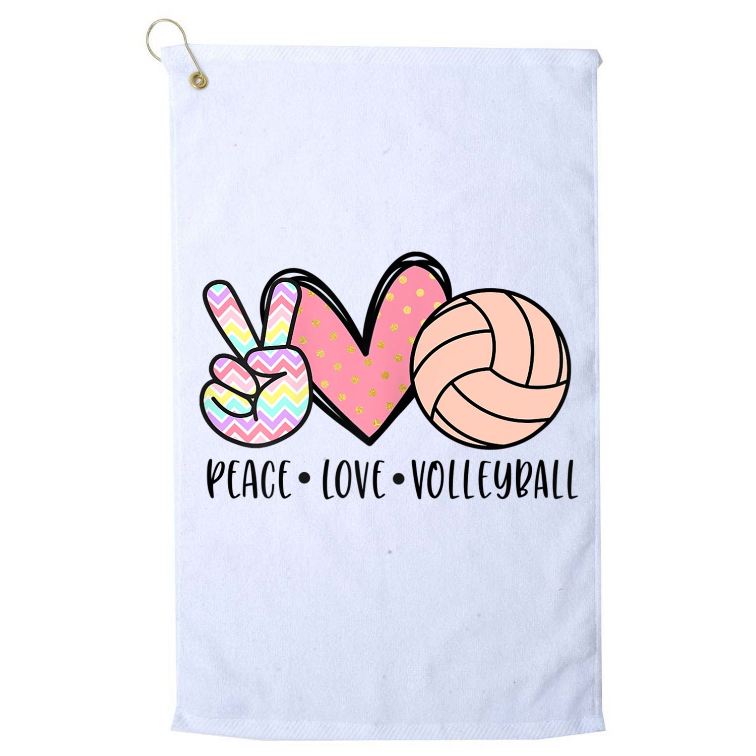 Peace Love Volleyball Cute Design For Women Teen Girls TShirt Golf Towel