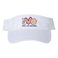 Peace Love Volleyball Cute Design For Women Teen Girls TShirt Valucap Bio-Washed Visor