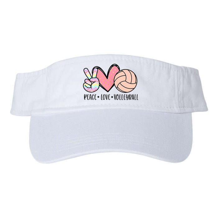 Peace Love Volleyball Cute Design For Women Teen Girls TShirt Valucap Bio-Washed Visor