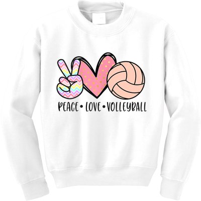 Peace Love Volleyball Cute Design For Women Teen Girls TShirt Kids Sweatshirt