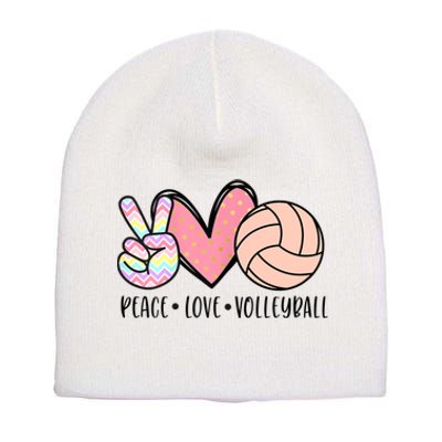 Peace Love Volleyball Cute Design For Women Teen Girls TShirt Short Acrylic Beanie