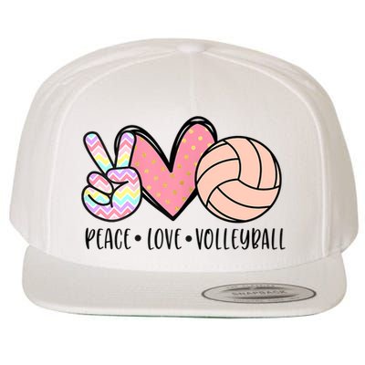 Peace Love Volleyball Cute Design For Women Teen Girls TShirt Wool Snapback Cap