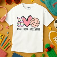 Peace Love Volleyball Cute Design For Women Teen Girls TShirt Kids T-Shirt