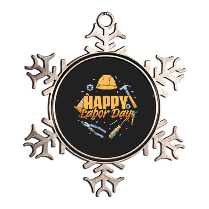 Patriotic Laborer Worker Happy Labor Day Metallic Star Ornament