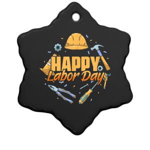 Patriotic Laborer Worker Happy Labor Day Ceramic Star Ornament