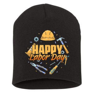 Patriotic Laborer Worker Happy Labor Day Short Acrylic Beanie