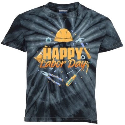 Patriotic Laborer Worker Happy Labor Day Kids Tie-Dye T-Shirt