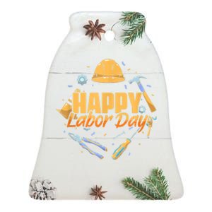 Patriotic Laborer Worker Happy Labor Day Ceramic Bell Ornament