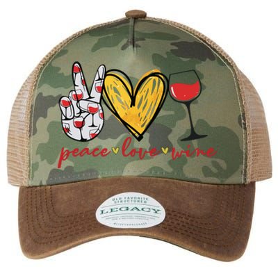 Peace Love Wine Funny Wine Lover Drinking Team Oktoberfest Legacy Tie Dye Trucker Hat