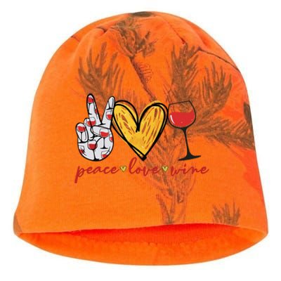 Peace Love Wine Funny Wine Lover Drinking Team Oktoberfest Kati - Camo Knit Beanie