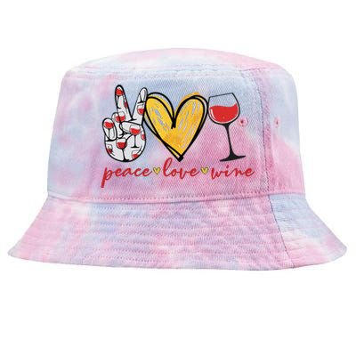 Peace Love Wine Funny Wine Lover Drinking Team Oktoberfest Tie-Dyed Bucket Hat