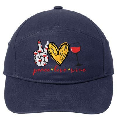 Peace Love Wine Funny Wine Lover Drinking Team Oktoberfest 7-Panel Snapback Hat