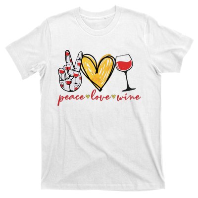 Peace Love Wine Funny Wine Lover Drinking Team Oktoberfest T-Shirt