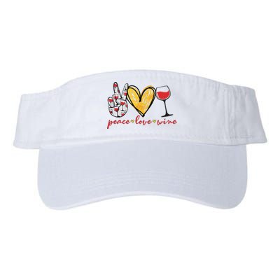 Peace Love Wine Funny Wine Lover Drinking Team Oktoberfest Valucap Bio-Washed Visor