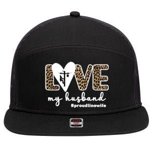 Proud Line Wife Lineworker Husband Linewife Line Wife Gift 7 Panel Mesh Trucker Snapback Hat